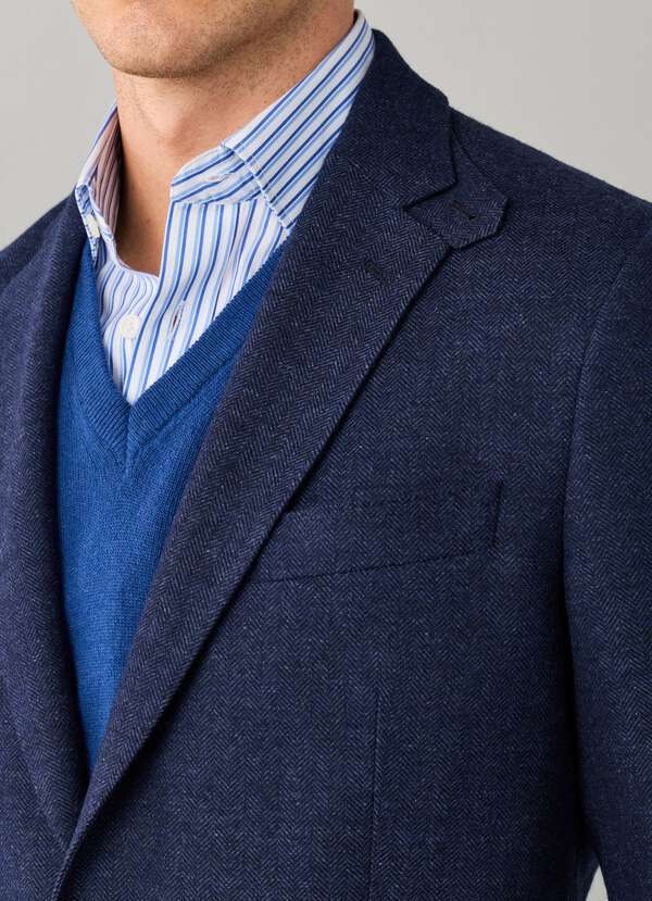 Wool Blend Herringbone Blazer - 2
