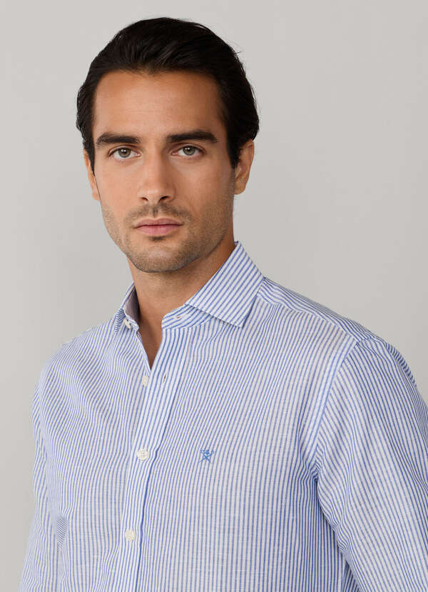 Tailored Fit Linen-Cotton Stripe Shirt - 2