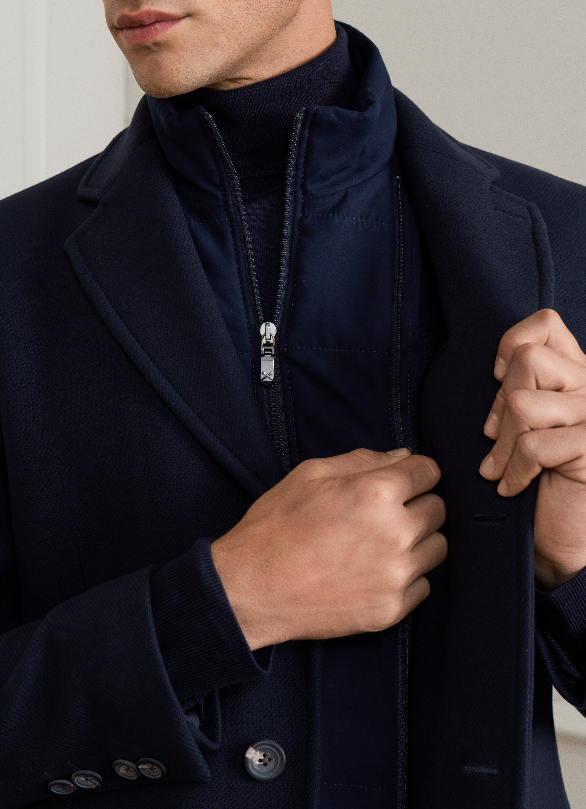 Wool-Cashmere Blend Overcoat with Bib | Hackett London