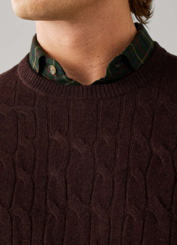 Lambswool Cable Knit Crew Neck Jumper - 2