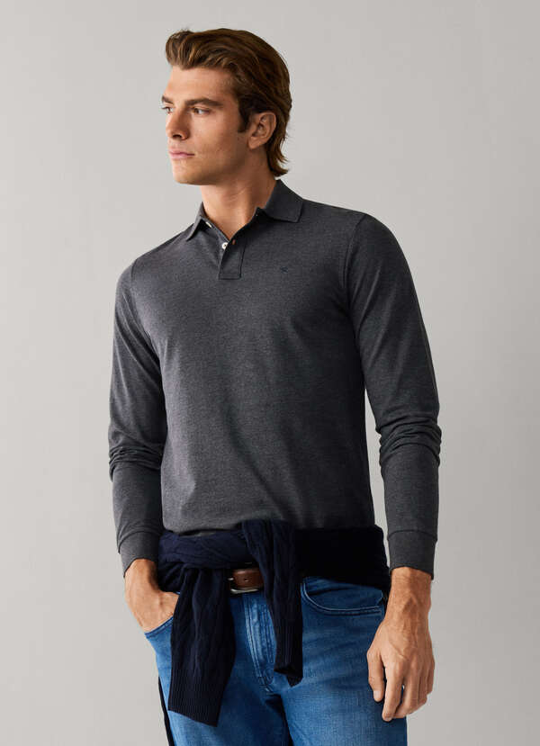 Slim Fit Long Sleeve Logo Polo
