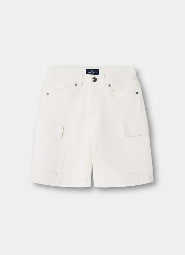 Relaxed Fit Cargo Denim Short