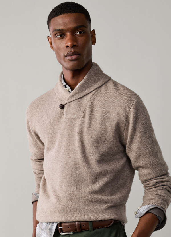 Merino Wool-Cashmere Shawl Collar Jumper