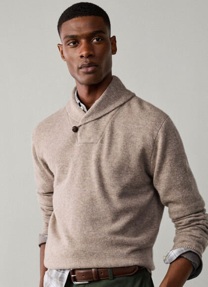 Merino Wool-Cashmere Shawl Collar Jumper