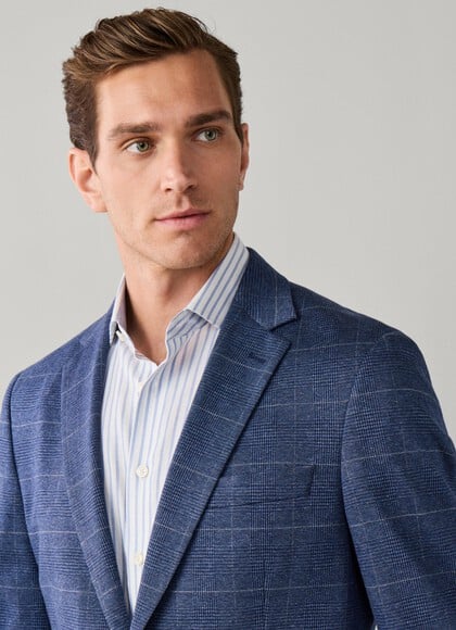 Cotton Travel Knit Prince of Wales Blazer
