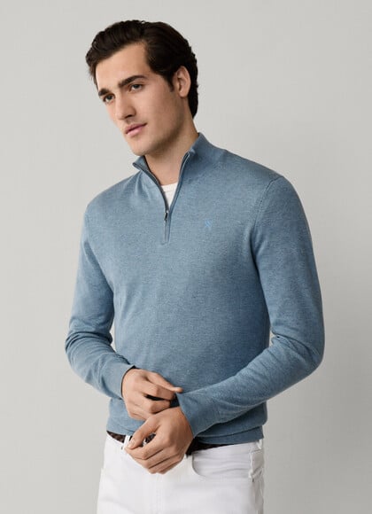 Cotton-Silk Quarter Zip Jumper