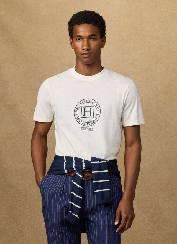 Classic Fit Linen Blend Graphic T-Shirt
