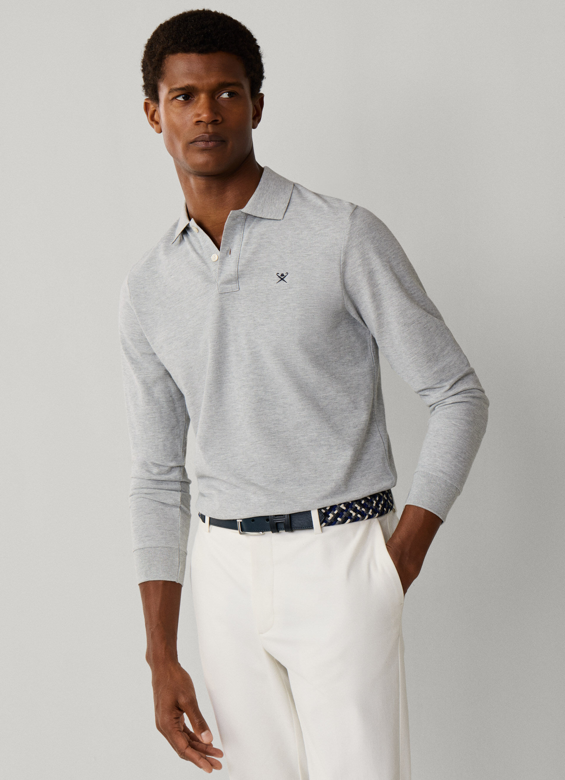 Slim Fit Long Sleeve Pique Polo | Hackett London