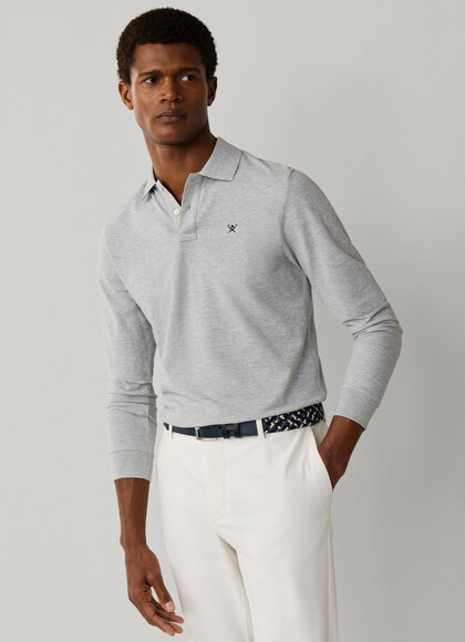 Slim Fit Long Sleeve Pique Polo