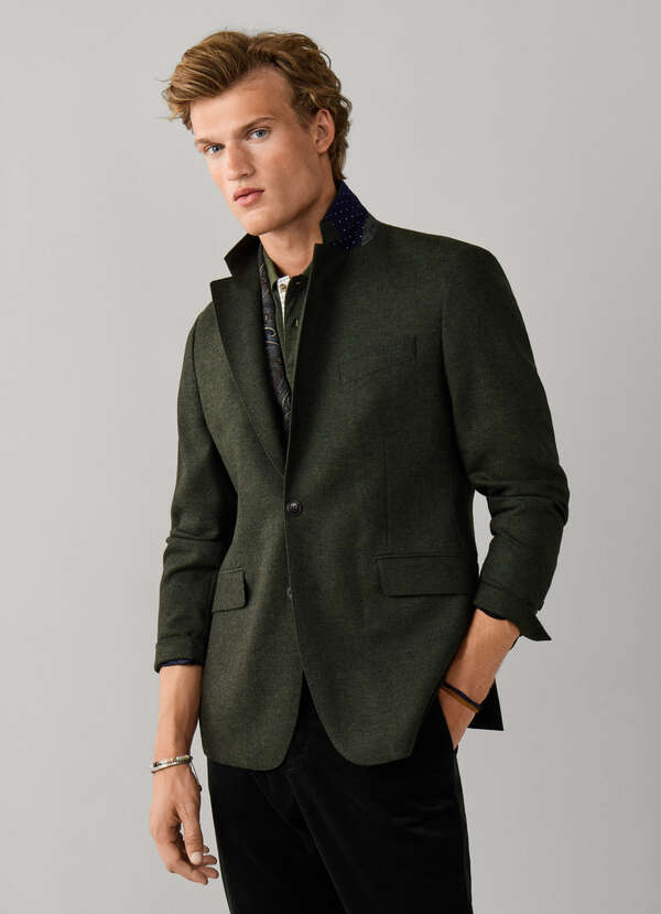 Wool Blend Twill Blazer with Removable Bib Wool Blend Twill Blazer with Removable Bib