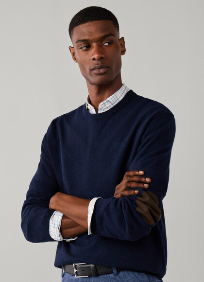 Merino Wool-Cashmere Blend Crew Neck Jumper