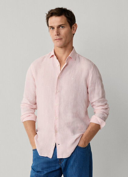 Tailored Fit Garment Dyed Linen Shirt