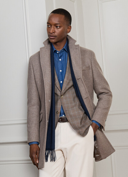Wool-Cashmere Blend Overcoat with Bib