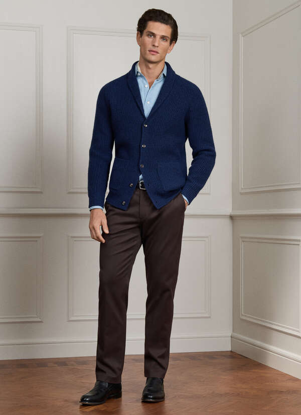 Classic Fit Stretch Cotton-Cashmere Trouser