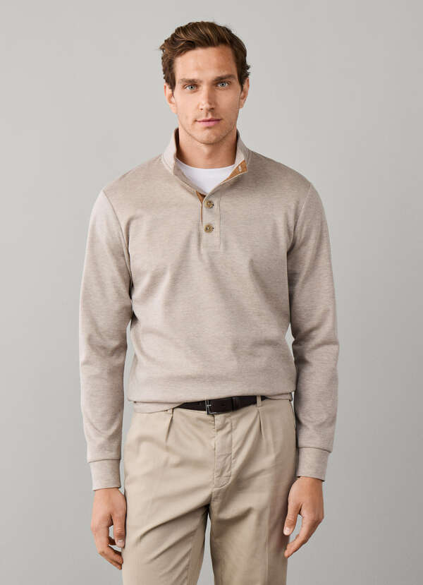 Travel Twill Cotton Half Button Sweat Travel Twill Cotton Half Button Sweat