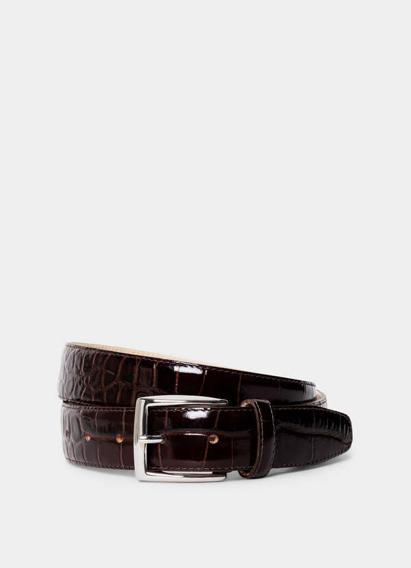Leather Croc Stamped Formal Belt Leather Croc Stamped Formal Belt