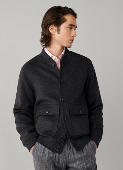 Wool Blend Blouson Jacket