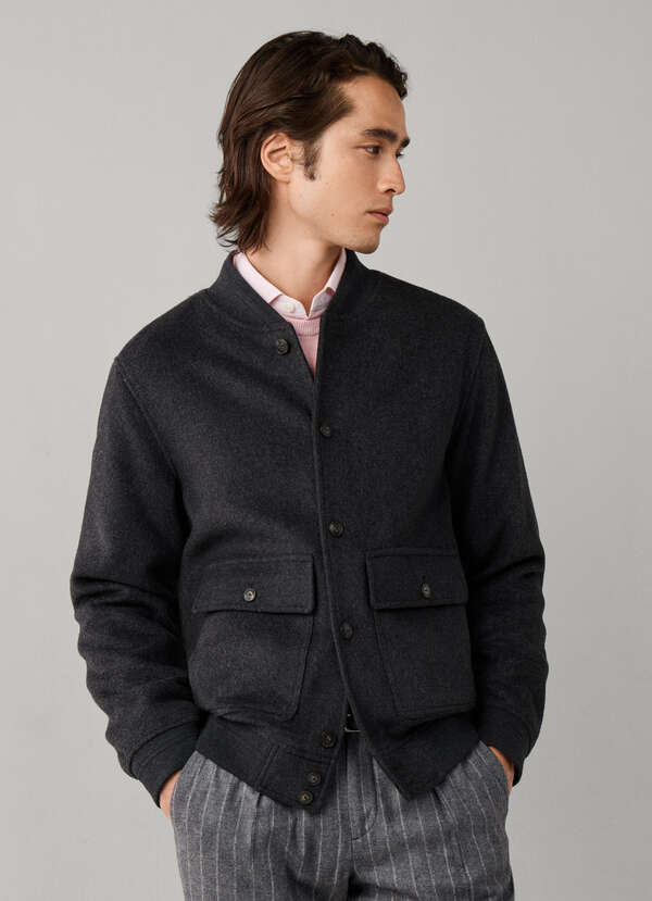 Wool Blend Blouson Jacket Wool Blend Blouson Jacket