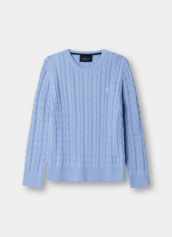 Cotton Cable Knit Crew-Neck Jumper