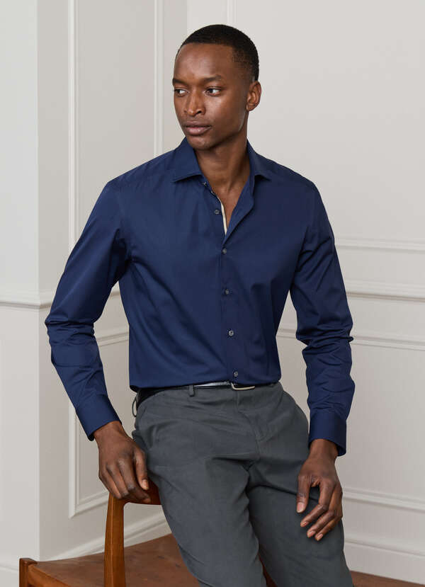 Tailored Fit Plain Engineered Stripe Shirt