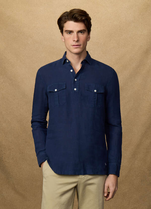 Classic Fit Linen Half Placket Shirt - 2