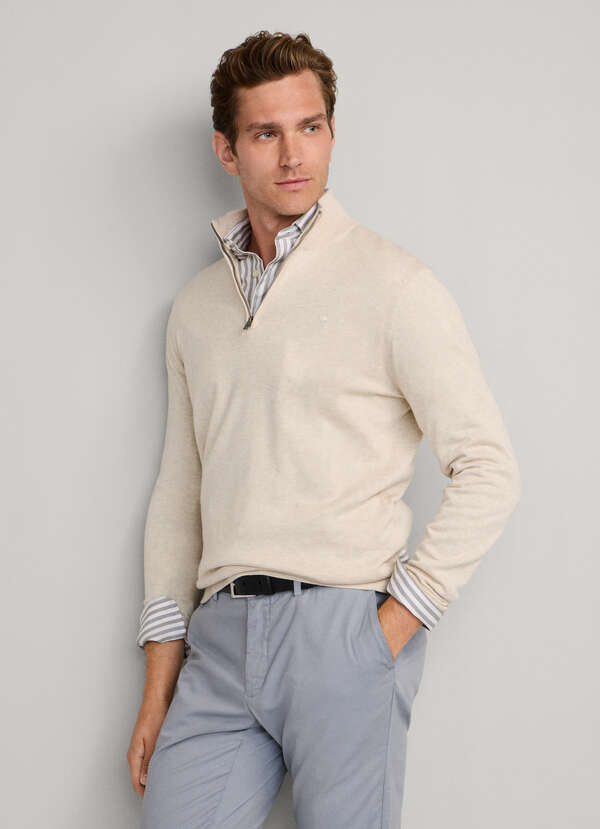 Cotton-Silk Quarter Zip Jumper