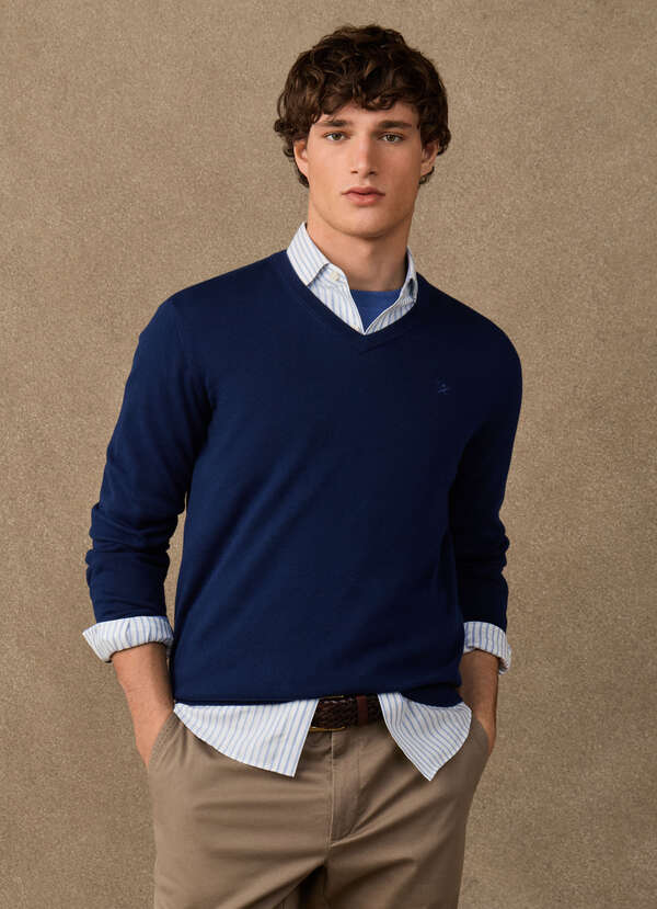 Cotton V-Neck Jumper