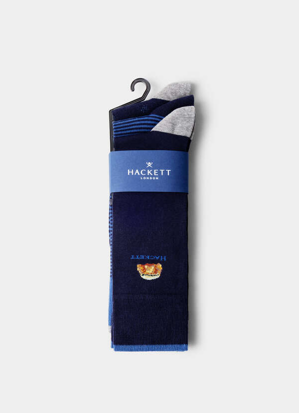 Three Pack Combed Cotton Harry Stripe Socks - 2