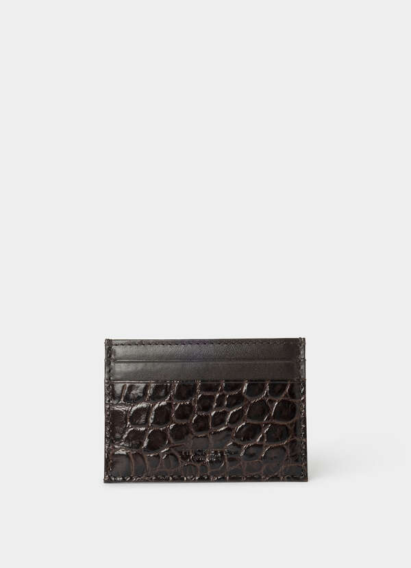 Leather Croc Stamped Cardholder