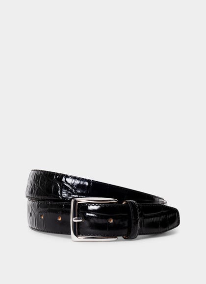 Leather Croc Stamped Formal Belt