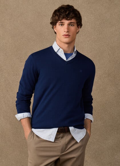 Cotton V-Neck Jumper