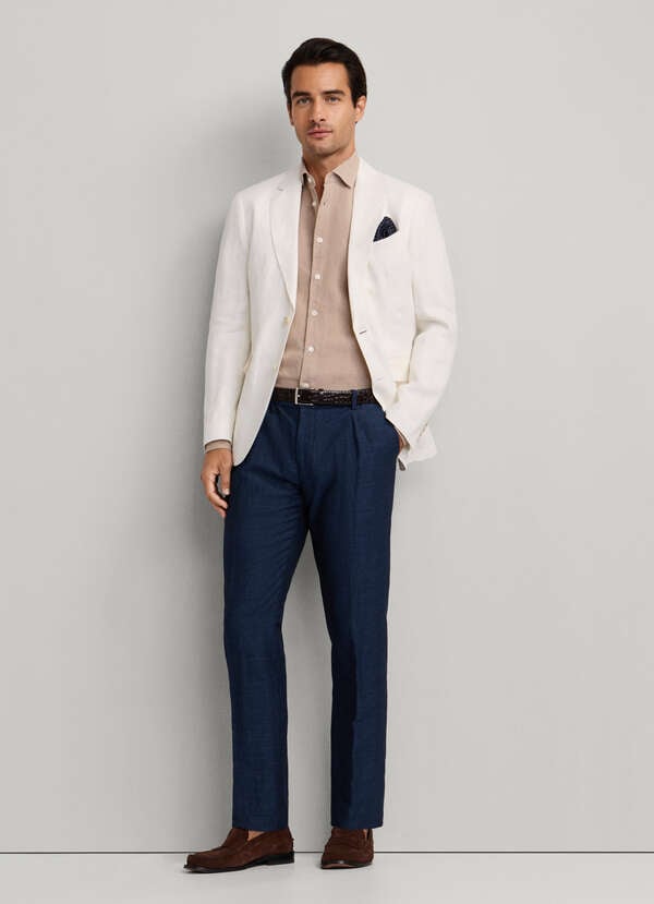 Regular Fit Linen-Cotton Blend Trouser Regular Fit Linen-Cotton Blend Trouser