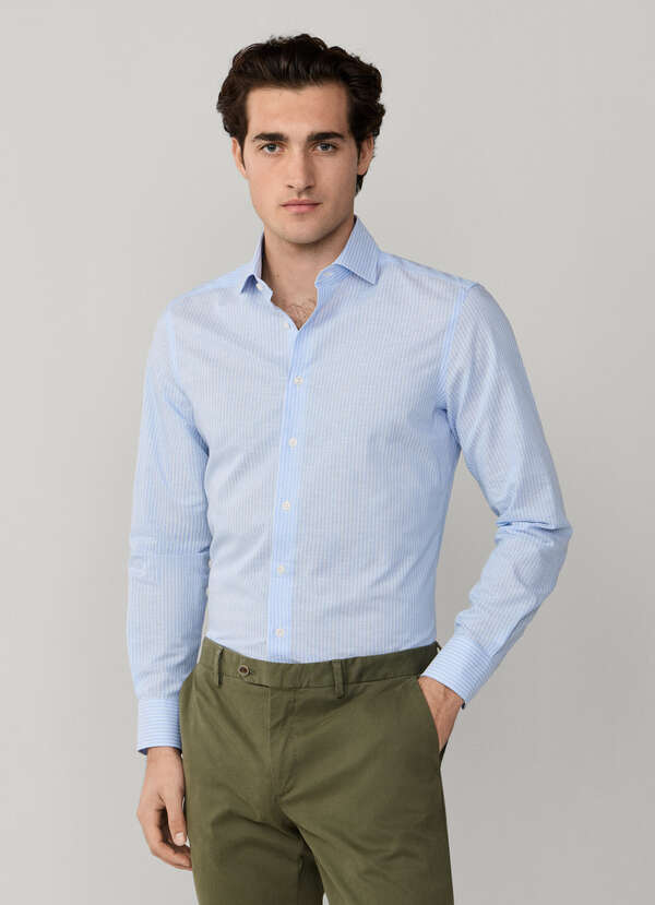 Tailored Fit Formal Linen Blend Stripe Shirt - 2