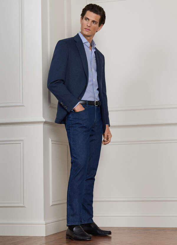 Regular Fit Mid Wash 5 Pocket Denim Regular Fit Mid Wash 5 Pocket Denim