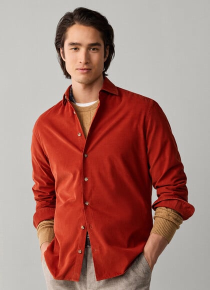 Tailored Fit Smart Babycord Shirt