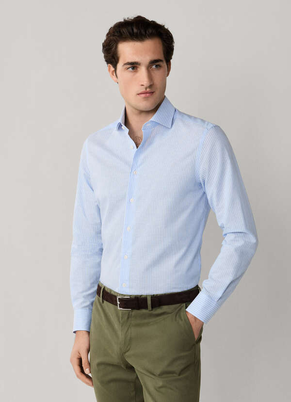 Tailored Fit Formal Linen Blend Stripe Shirt