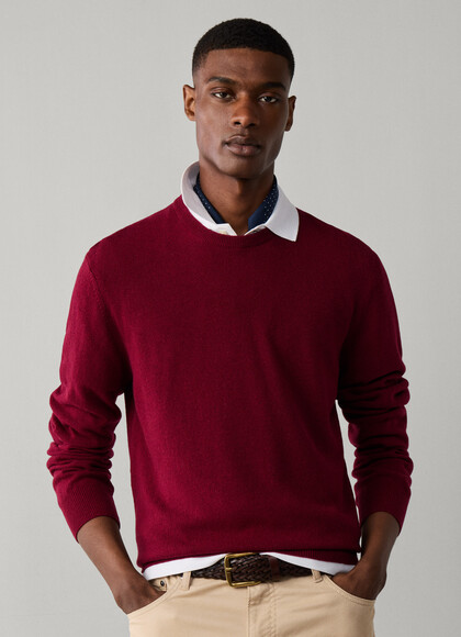 Merino Wool-Cashmere Blend Crew Neck Jumper