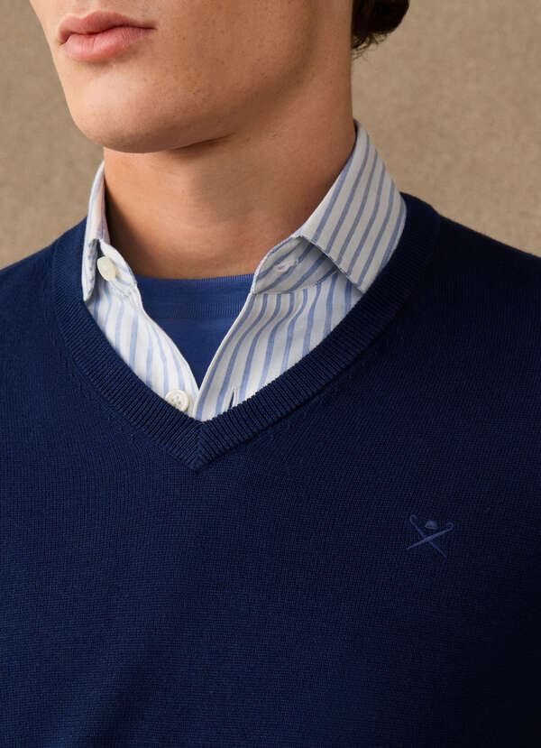 Cotton V-Neck Jumper - 2