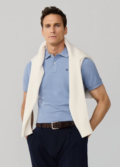 Slim Fit Short Sleeve Logo Pique Polo