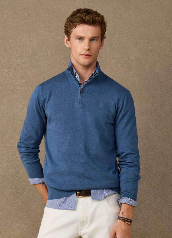 Cotton Quarter Zip Jumper