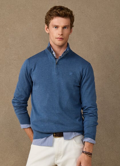 Cotton Quarter Zip Jumper