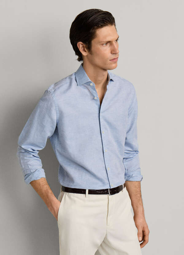 Tailored Fit Cotton-Linen Shirt