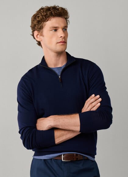 Merino Wool Quarter Zip Jumper