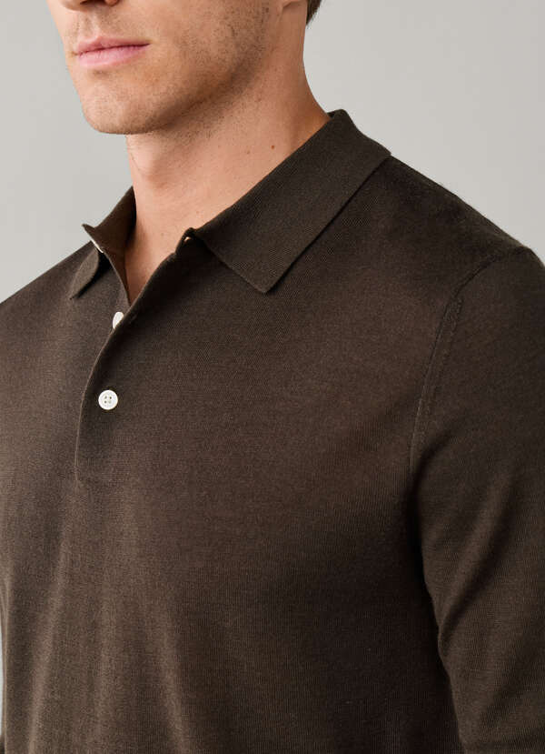 Long Sleeve Merino Wool-Silk Knit Polo - 2 Long Sleeve Merino Wool-Silk Knit Polo - 2