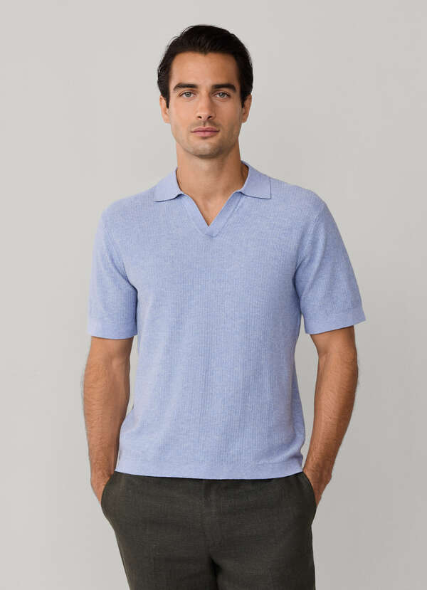 Textured Knitted Short Sleeve Polo - 2