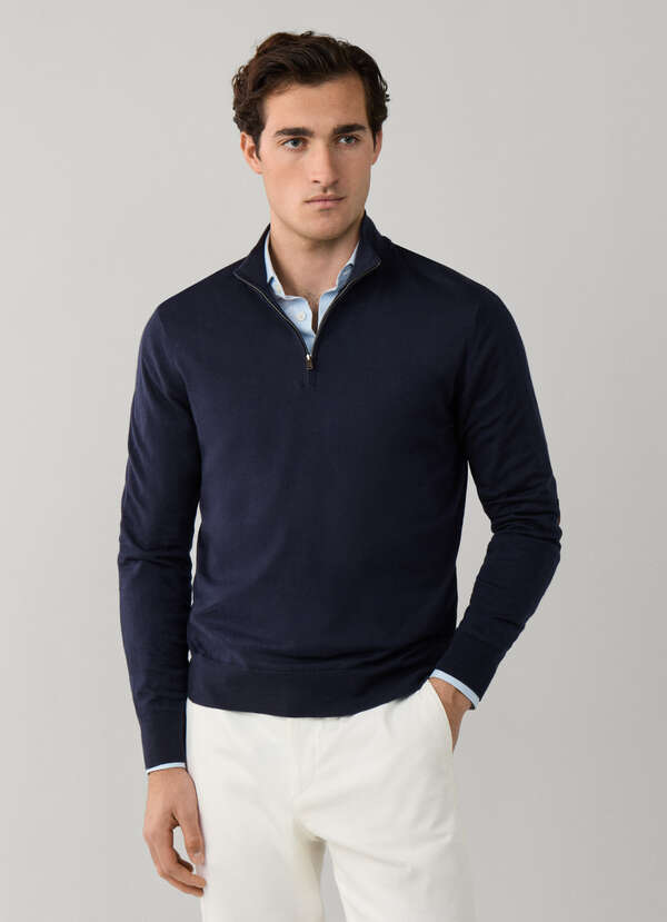 Cotton-Cashmere Quarter Zip Jumper - 2