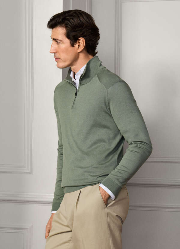 Silk-Cotton Quarter Zip Jumper Silk-Cotton Quarter Zip Jumper