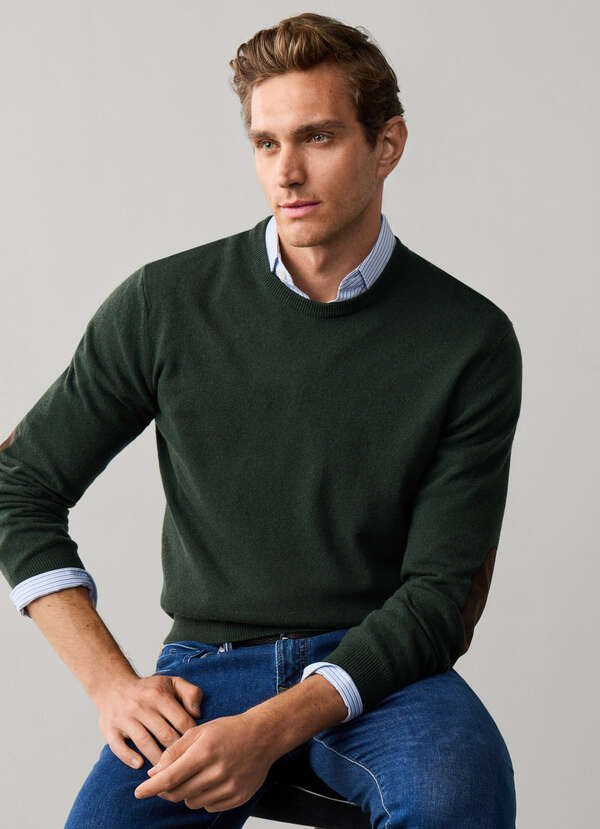 Merino Wool-Cashmere Blend Crew Neck Jumper