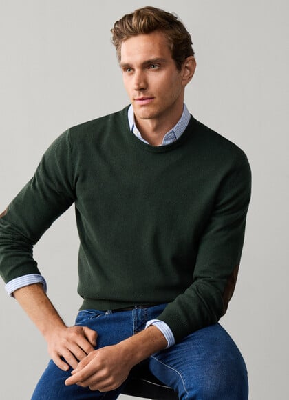 Merino Wool-Cashmere Blend Crew Neck Jumper