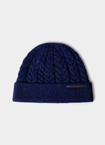 Wool-Cashmere Cable Knit Beanie Hat